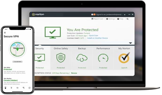 Bezpieczeństwo urządzenia Norton dla smartfonów, tabletów i laptopów